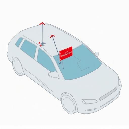 Diagram showing the correct placement of the Swiss vignette sticker on a car windshield