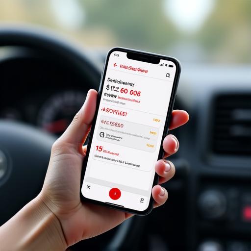 Smartphone screen showing the e-vignette purchase process